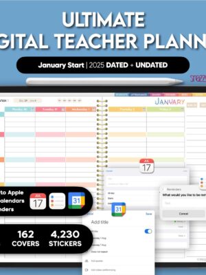 Digital Teacher Planner 2025 UNDATED & DATED Lesson Planner, Academic Planner, for Goodnotes iPad Samsung Noteshelf Penly Notability